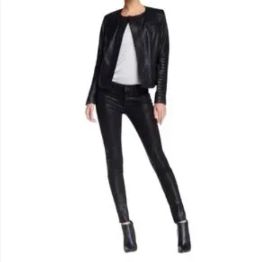VINCE. Dylan Skinny Black Jeans, 27, FRAYED Cut-off Hem